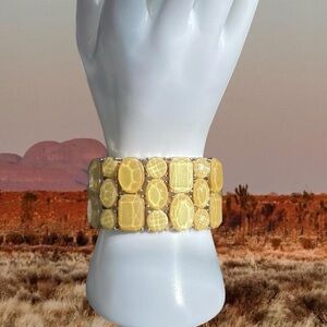 Chunky Yellow Gemstone Tile Stretch Bracelet